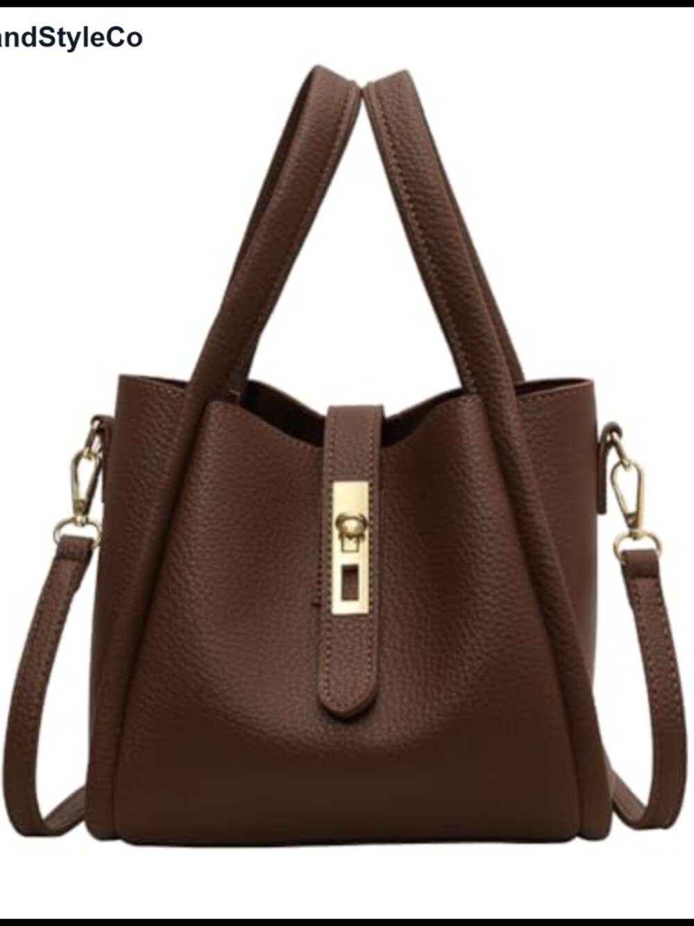 Faux Leather Crossbody Bucket Bag Small Shoulder Purse with Small Bag